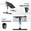 iXTRA Laptop Lap Desk Include Cooling Fan,Adjustable Lap Desk with Light Fan,Folding Laptop Desk for Bed with USB,Bed Desk with Storage Drawer 60 * 40cm, Black