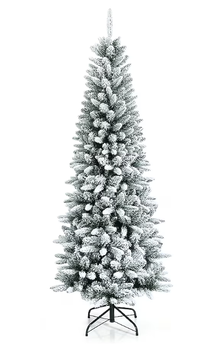 6.5-ft Pencil Flocked White Artificial Christmas Tree
