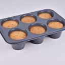 Monfish Jumbo Deep Muffin Pan 6 Cup Carbon Steel Gray Stone non Stick Coating Muffin Tin 3.5diax3inch cup