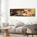 Large Oriental Asian Wall Art Chinese Painting Wall Decor for Living Room Abstract Red Plum Blossom Landscape Picture Prints Watercolor Mountain Poster Canvas Artwork Home Office Decorations 14x48”