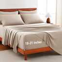 CozyLux Extra Deep Pocket Queen Sheet Set - 6 Piece Sheets Queen Size Bed Set - Fits Up to 21 inches Mattresses Queen SheetsBreathable Queen Bed Sheets & Pillowcases - Easy & Secure Fit, Wheat