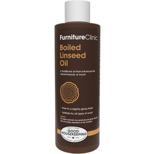Furniture Clinic Boiled Linseed Oil | 250ml / 8.5 Fl Oz | Refined Oil for Wood Furniture, Stone & Metal | Fast Drying Glossy Finish | Restore & Protect | for Tables, Cabinets, Handles, & More