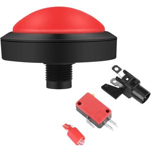 Button,100mm Massive Button with LED Convexity Console Replacement(100# Red + Three Foot Switch + LED Light)