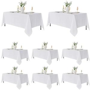 Fitable 3 Pack Rectangle Tablecloths: Stain Resistant Wrinkle Free Table Clothes, Washable Reusable Polyester Table Covers for Wedding Party Birthday Banquet Reception(White, 60x102 Inch)