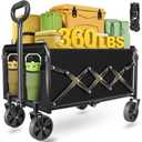Wagons Carts Foldable - Collapsible Wagon 360Lbs, Folding Wagon Cart with Wheels, Foldable Wagons Portable for Groceries, Sports, Camping, Storage, Travel, Shopping -Jet Black