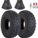 RUTU 2PCS 4.10/3.50-4 Replacement Tire and Inner Tube Set with Bent Valve Stem, 10x350-4 Heavy Duty Wheelbarrow Replacement Parts for Lawn Mower, Handcart, Snowblower, Go Kart, ATV (Large Pattern)