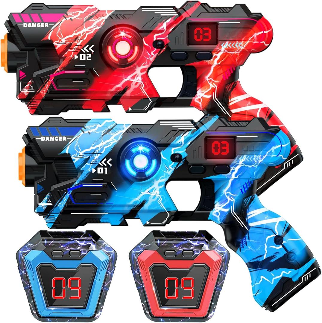Laser Tag Guns Set of 2 with Digital LED Score Display Vests Laser Tag Inoor Outdoor Toys for Kids Ages  -12+ Boys Girls Children Teens Adults Birthday Gifts Toys Christmas Blue/Red