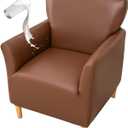 FUANGUI Waterproof PU Leather Banquet Armchair Slipcover Chair Covers with Arms, Stretch Club Chair Slipcover Soft Sofa Covers Anti-Slip Furniture Protector for Dogs Pets Home Living Room Decor (1PCS)