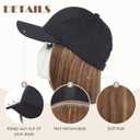 S-noilite Hat Wig for Women, Black Baseball Cap Wig with Short BOB Hair Attached Synthetic Hair Extensions Adjustable, Light Brown Highlighted Blonde