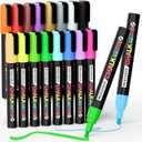 Marsrock Liquid Chalk Markers,16 Vibrant Colors Chalk Pens, Reversible Tip, Wet Erase, Water-Based Chalkboard Markers for Blackboards, Windows, Glass, Mirrors, Signs,Car Ideal for Restaurants & Home