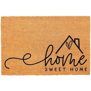 Funny Coir Doormat - Home Sweet Home Heart Welcome Front Porch Decor - Heavy-Duty Non Slip Outdoor Coir Doormat - House Warming Gift Mat - 23.6 x 15.7 inch