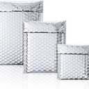 50 Pieces Bubble Mailers 3 Sizes Self Seal Adhesive Poly Mailers Metallic Foil Glitter Padded Shipping Bubble Envelopes for Valentine Mailing Packing Small Business (Silver)