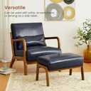 Glitzhome Foot Stool, Leatherette Wooden Step Stool, Modern Rectangle Ottoman Wide Vanity Stool with Cushion for Couch Living Room Bedroom Entryway, Single 24.50"l Navy Blue