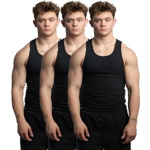 Ekkovision Beaters, Men's Tank Tops, Cotton Spandex Blend Tanks for Men, Comfortable, Durable Ribbed Fabric (Large, Black)