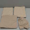 PURE ERA Twin Sheet Set 100% Washed Cotton Gingham Sheets Twin Size Bed Set Linen Feel Soft Breathable Durable,15" Deep Pocket 4Pc Checked Beige Bedsheet
