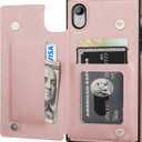 Bocasal Wallet Case for iPhone Xr Wallet Case with Credit Card Holder Premium Soft PU Leather Kickstand Shockproof Magnetic Closure 6.1 inch(Rose Gold)