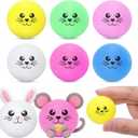 Soulchen 24 Pcs Easter Party Game Rabbit Bunny Table Tennis Balls Yellow Chicken Chickie Plastic Funny Table Tennis Stress Props 40 mm for Spring Playing Party Favors Gift Bag Filler(Easter Rabbit)