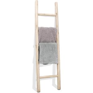 FUIN 57in Wood Blanket Ladder Living Room Decorative Wall Leaning Farmhouse Quilt Display Holder Rustic Wooden Towel Rack for Bathroom, Unfinished (57in | Knock Down, Natural)