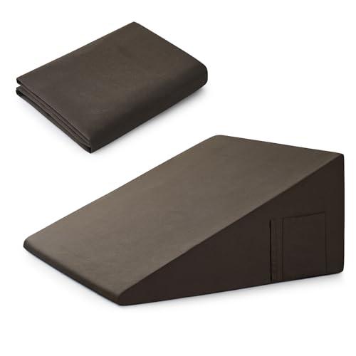 Yvrcen Cotton Wedge Pillow Cover for 24" x 24" x 12" Wedge Bed Pillow, Zippered Wedge Pillow Case Protector with Side Pocket, Black (Pillow Not Included)