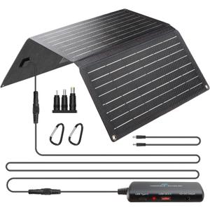 Ecosonique 20W Portable Solar Panel with Detachable Power Hub, 19V DC/USB-A QC 3.0/USB-C PD 18W ETFE IP67 Waterproof Folding Solar Phone Charger for Camping, Compatible with Smartphone, Power Station