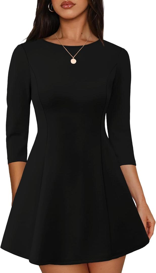 RUMIA Cocktail Dresses for Women A-Line Boat Neck Mini Dress (Medium)