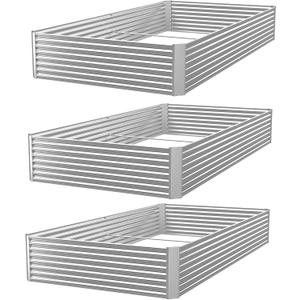 FRIZIONE 3pcs 8x4ft Galvanized Raised Garden Bed Outdoor,Above Ground Garden Bed for Vegetable,Metal Raised Beds for Flower,Steel Raised Beds for Gardening