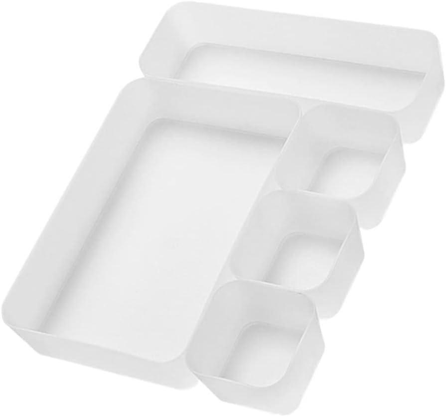 5pcs Transparent Drawer Organizer Versatile Storage Boxes for Home Office and Bathroom Plastic Drawer Dividers for Cosmetics Tools and Daily Essentials