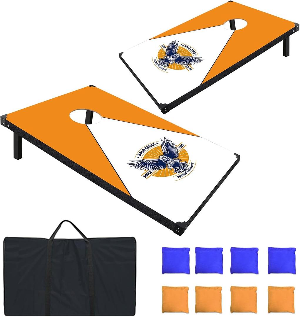 Cornhole Board Set, 3'x2' Cornhole Set, Corn Hole Boards Set, Lightweight Corn Hole Set Includes 2 Cornhole Boards, 8 Cornhole Bean Bags & Carry Case for Outdoor Games