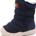 QFH Toddler Boys Girls Winter Warm Shoes Water-Resistant Comfy Non-Slip Snow Boots Cold Weather Insulated Outdoor Walking Shoe (7.5 Toddler, Navy Blue)