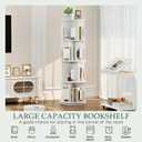 Wooden Rotating White Bookshelf Tower - Solid Wood 4 Tier 51" H Tall Round Corner 360 Spinning Revolving Bookcase Modern Bookshelves for Small Space, Home Office, Bedroom, Kids Rooms