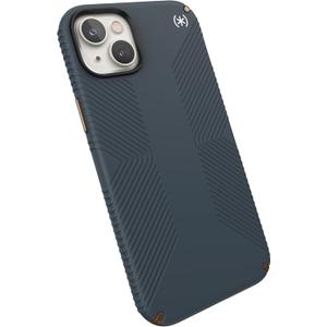Speck iPhone 14 Plus Case - Drop Protection, Scratch Resistant, Dual Layer Slim Phone Case for 6.7 Inch iPhones 14 Plus - Built for MagSafe - Presidio2 Grip - Charcoal/Cool Bronze/White