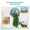 Peacock Suncatcher Stained Glass, Peacock Art Glass Suncatcher Hanging, Bird Suncatcher for Patio/Mom/Window (Green)