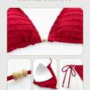 Women Two Piece Bikini Set Halter Triangle Swimsuit Cheeky String Bathing Suits (Red, S)