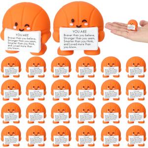 Skylety 24 Pcs Miniature Rubber Basketball Figurines Bulk Inspirational Positive Basketball Desktop Tabletop Decorative Valentine's Day Exchange Gift for Team Men Women Party Favors Birthday