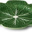 Le Jardin Cabbage 3D 13" ROUND PLATTER – Sculpted Green Stoneware Leaf Platter – Heirloom-Inspired Serveware for Spring & Summer Seasonal Dining and Entertaining, Large