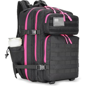 45L Tactical Assault Backpack 3 day assault pack with Molle Waterproof backpack Rucksack for Tactical Backpacks (Black Rose)