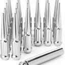 Orion Motor Tech 14x1.5 Lug Nuts Chrome 24 Piece, M14x1.5 Spike Lug Nuts Wheel Accessories Compatible with Chevy Ram Ford and GMC (Silver)