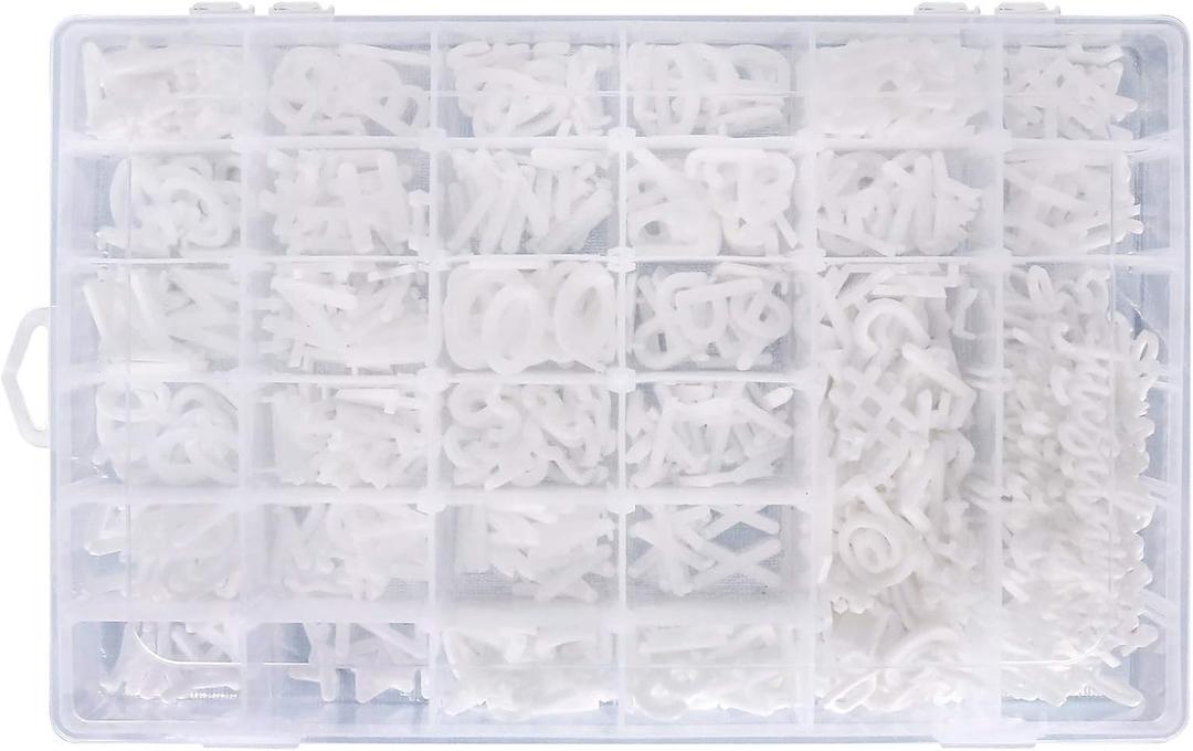 Letter Board Letters Only,646 PRE-Cut Characters with Sorting Tray,Felt Board Letters (White,1 & 3/4 Inch)