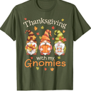 Thanksgiving With My Gnomies Thanksgiving Gnomies Lover T-Shirt L
