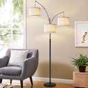Dimmable Floor Lamp - 3 Lights Arc Floor Lamps for Living Room, 1000LM Modern Tall Standing Lamp with White Shades & Heavy Base, Mid Century Tree Floor Lamp for Bedroom Office, 3 LED Bulbs Included