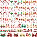 Giegxin 80 Pcs Christmas Party Decorations for Adults Include 40 Christmas Headbands Bulk 40 Holiday Glitter Sunglasses Bulk