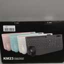 Wireless Keyboard and Mouse Combo - Full-Sized Ergonomic Keyboard with Wrist Rest, Phone Holder, Sleep Mode, 2.4G Quiet Keyboard for PC Laptop, Complete Work Setup for Office or Home -Trueque KM23