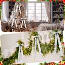 6Pcs Silver Large Metallic Glitter Long Christmas Bows 23.5 x 8.7'' Metallic Christmas Wired Ribbon Bow with Twist Tie for Xmas Tree Wreath Garland Staircase Fireplace Indoor Outdoor Decoration