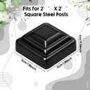 Shimeyao 50 Pcs 2 x 2'' Black Pressed Steel Post Caps for Square Steel Posts Fence Caps Topper Pressure Fit Cover for Mailbox Metal Wood Plastic Iron Deck Railing