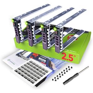 WORKDONE 4-Pack - 2.5" Hard Drive Caddy G176J Compatible for Dell PowerEdge Server - T440 T640 R330 R430 T430 R630 T630 R730 R830 R930 R320 R420 and More - Hot-Swap Tray - Setup with Detailed Manual