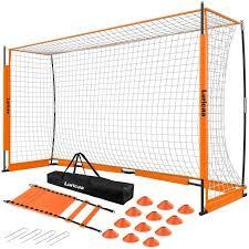 Collapsible Soccer Goal, 12×6 ft /16×7 ft Portable Soccer Goal Net for Backyard, Quick Setup Soccer Goals with 1 Carry Bag, 4 Ground Nails,12 Training Cones