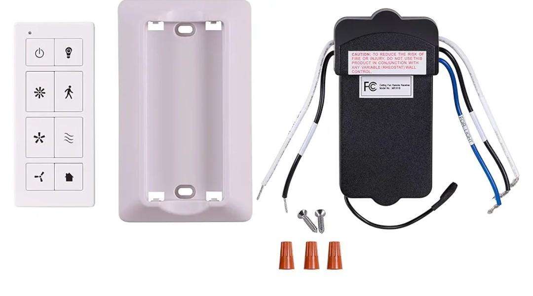 Prominence Home Universal Ceiling Fan Remote Control Kit with Receiver, Wall Dock and Batteries, For Downrod Ceiling Fans ONLY - 51433-01 - White