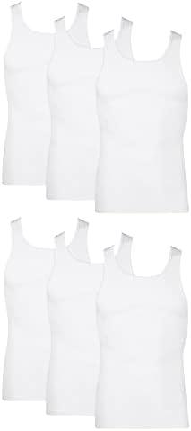Hanes Men's, Moisture-Wicking Ribbed, Lightweight Cotton Tank Undershirts, Multi-6 Pack Size M