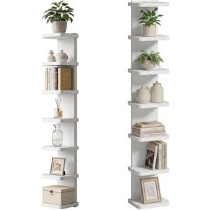 Versatile 7 Tier Wall Shelf Unit, Floating Shelves for Wall (Round Corner), Vertical Lack Wall Shelf for Bedroom, Vanity, Living Room, Home Decor Makeup Organizer Display, White
