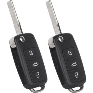 Key Fob Keyless Entry Remote Compatible with VW Volkswagen 2011-2016 CC Eos Golf GTI Jetta Tiguan Touareg/2012-2016 Beetle Passat Passat CC NBG010180T 4 Buttons Flip Key, 2-Pack